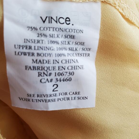 Vince Buttercup Yellow Empire Waist Sleeveless Tea Dress (2) - Picture 3 of 6